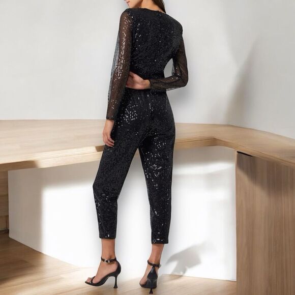 FRENCH CONNECTION Women’s Dilara Embellished Sequined Jumpsuit in the Size 6US - Picture 8 of 13